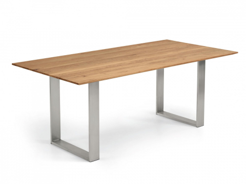 Niehoff Oak Edition Tisch Charaktereiche Facette Kufengestell Edelstahl gebürstet 180x90cm