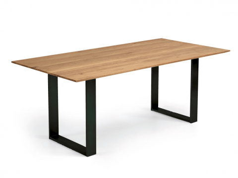 Niehoff Oak Edition Tisch Charaktereiche Facette Kufengestell Eisen schwarz 140x90cm