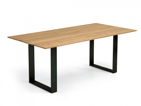 Niehoff Oak Edition Tisch Wildeiche Trapez, Kufengestell Eisen schwarz, 140x90cm