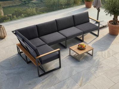 Sieger Havanna Loungeset Eckl&ouml;sung Aluminium eisengrau mit Polstern 150x294cm