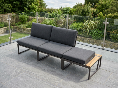 Sieger Havanna Loungeset II Alu eisengrau mit Polstern und verstellbarem Sitzmodul, ca. 213cm