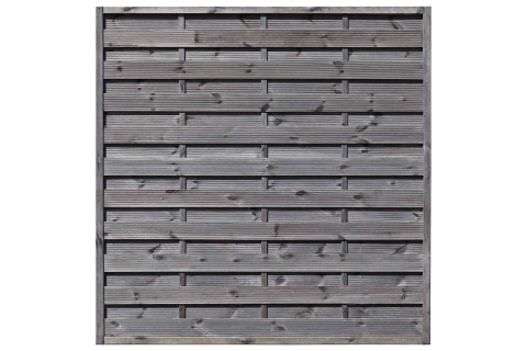 Dichtzaun Kiefer kdi grau 180x180cm, Lamellen fein gerillt
