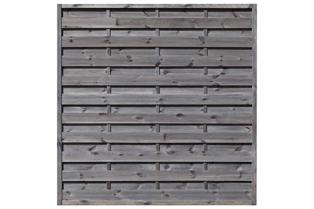 Dichtzaun Kiefer kdi grau 180x180cm, Lamellen fein gerillt