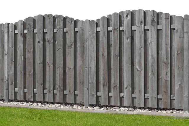 Bohlenzaun Boleo Rundbogen Kiefer kdi grau 180x180-160cm 51195