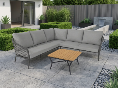 Best Mali Loungegarnitur 246x246cm, 4-teilig inkl. Polster und Tisch 80x80cm