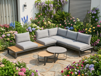 Zebra Gartenm&ouml;bel-Set Fly Lounge Mixed Grey Ecklounge mit Kissen 277x207cm