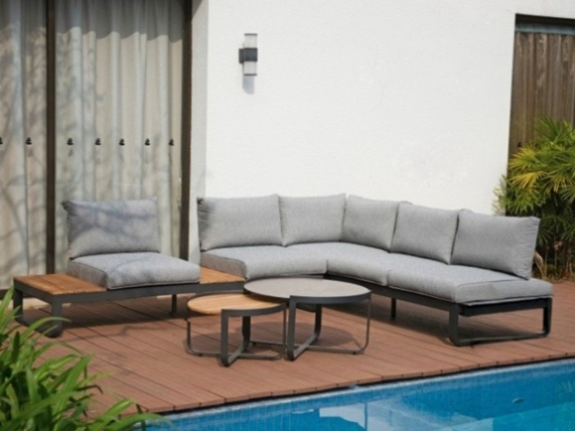 Zebra Gartenm&ouml;bel-Set Fly Lounge Mixed Grey Ecklounge mit Kissen