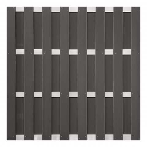Groja WPC Fertigzaun 180x180cm gerillt anthrazit - Alu