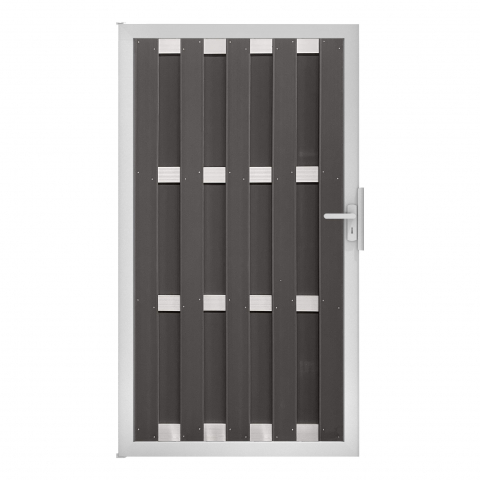 Groja WPC Fertigzaun Tor 100x180cm gerillt anthrazit - Alu