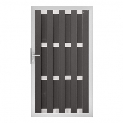 Groja WPC Fertigzaun Tor 100x180cm gerillt anthrazit - Alu
