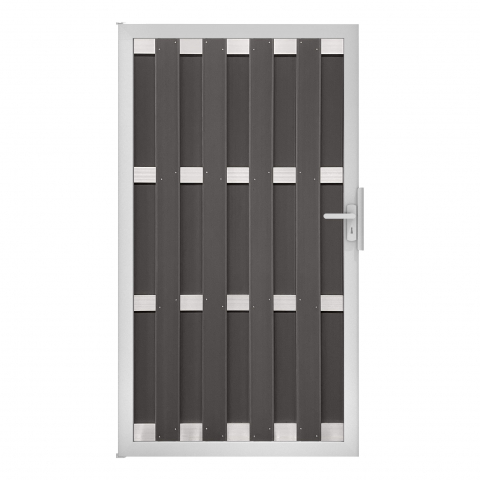 Groja WPC Fertigzaun Tor 100x180cm gerillt anthrazit - Alu
