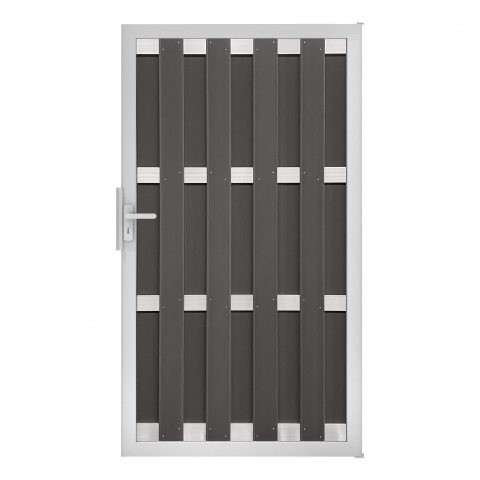 Groja WPC Fertigzaun Tor 100x180cm gerillt anthrazit - Alu