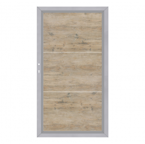 System Board Keramik XL Tor Eiche 2855, DIN links - H:180cm, Silberrahmen, Sonderbreite
