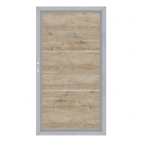 System Board Keramik XL Tor Eiche 2855, DIN links - H:180cm, Silberrahmen, Sonderbreite