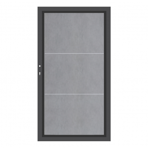 System Board Keramik XL Tor Zement 2855 DIN links - H:180cm, Anthrazitrahmen, Sonderbreite