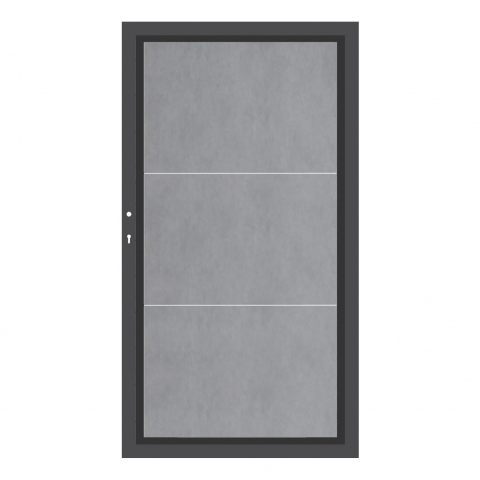 System Board Keramik XL Tor Zement 2855 DIN links - H:180cm, Anthrazitrahmen, Sonderbreite