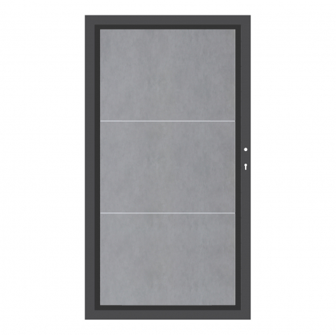System Board Keramik XL Tor Zement 2855, DIN rechts - H:180cm, Anthrazitrahmen, Sonderbreite