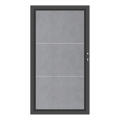 System Board Keramik XL Tor Zement 2855, DIN rechts - H:180cm, Anthrazitrahmen, Sonderbreite