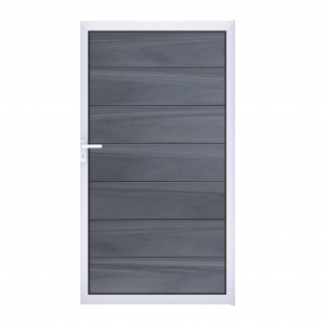 GrojaSolid Grande BPC Steckzaun Universal Tor 100x180cm <br>steingrau co-extrudiert-silber