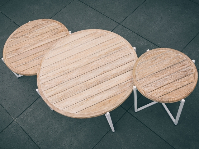 Apple Bee Milou Kaffeetisch Wei&szlig; Teak 74cm