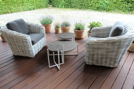 Apple Bee Palm Bay-Soul Lounge-Set, 2 Sessel mit Polster und 3 Beistelltischen
