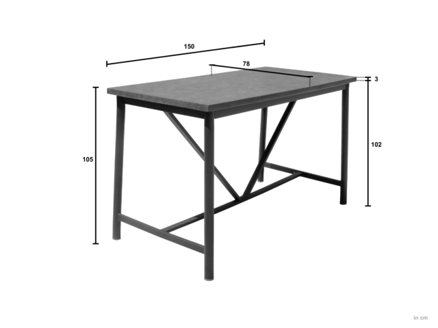 Apple Bee Milou Bartisch 150x78cm, Schwarz