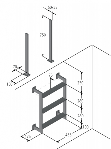 Ideal Geteilte Leiter mit 2 Griffbögen Klassik Modell 12.3, 3-stufig