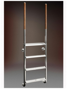 Ideal Leiter Roma Modell 23 mit Holz-Edelstahl Griffstangen, 4-stufig
