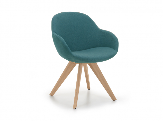 Niehoff Coppa Schalensessel, Eiche bianco - Stoff blau-grn