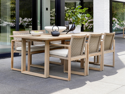 Apple Bee Antigua Dining Sessel aus Teakholz coastal mit Sitzkissen