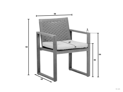 Apple Bee Antigua Dining Sessel Teak coastal mit Sitzkissen