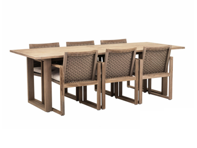 Apple Bee Antigua Dining Set aus Teakholz coastal 6 Sesseln und einem Tisch 240x95cm