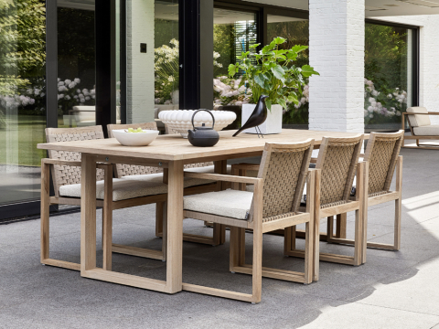 Apple Bee Antigua Dining Set aus Teakholz coastal 6 Sesseln und einem Tisch 240x95cm