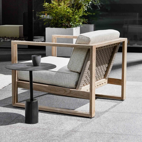 Apple Bee Antigua Lounge Sessel Teak coastal mit Kissen