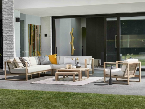 Apple Bee Antigua Loungesofa 3-Sitzer Armlehne rechts 193cm Teak coastal