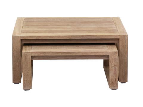Apple Bee Antigua Loungetisch-Set 2-teilig ca. 81x81cm und 65x65cm aus Teakholz coastal