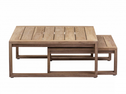 Apple Bee Antigua Loungetisch-Set 2-teilig ca. 81x81cm und 65x65cm aus Teakholz coastal