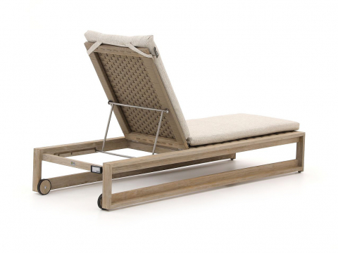 Apple Bee Antigua Gartenliege aus Teakholz coastal mit Kissen und verstellb. Rückenteil