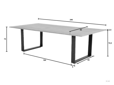 Apple Bee Condor Dining-Set Alu Black Tisch 240x95cm und 6 Sessel