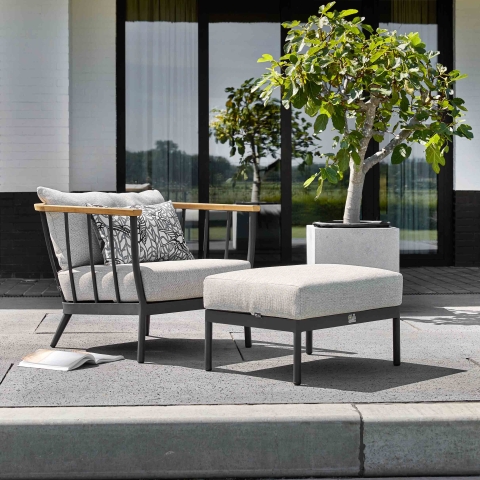 Apple Bee Condor Lounge Hocker Alu black 68x52x40cm