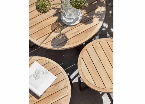 Apple Bee Condor Loungetisch 54cm schwarz Aluminium black mit Teakplatte