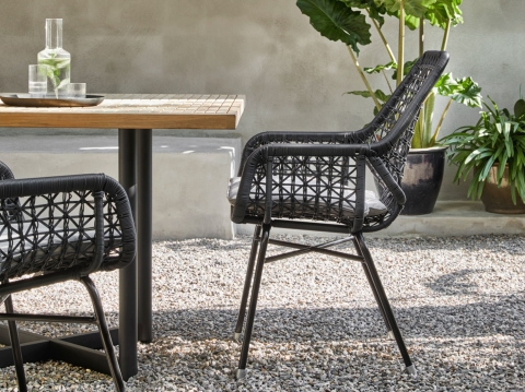 Apple Bee Zara-Jakarta Dining-Set, Tisch 110x110cm Teak mit 4 Sesseln