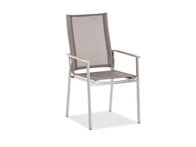 Niehoff Scalea Flex Hochlehner, taupe, Armlehnauflage Teakholz