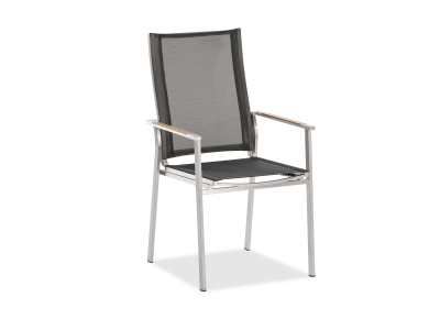 Niehoff Scalea Flex Hochlehner, schwarz, Armlehnauflage Teakholz