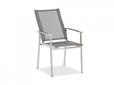 Niehoff Scalea Flex Hochlehner, schwarz, Armlehnauflage Teakholz