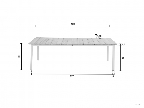 Apple Bee Milou Tisch Teak Antique schwarz 180x90cm