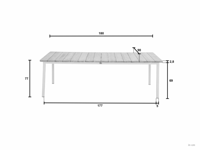 Apple Bee Milou Tisch Teak Antique schwarz 180x90cm