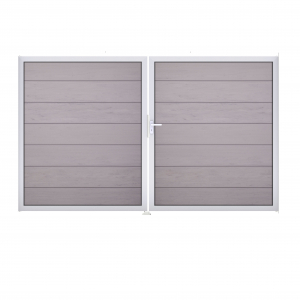 GrojaSolid Grande BPC Steckzaun Doppeltor DIN Links Sonderbreite H:180cm BiColor-Sand EV1