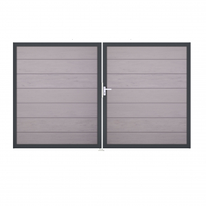 GrojaSolid Grande BPC Steckzaun Doppeltor DIN Links Sonderbreite H:180cm BiColor-Sand DB703