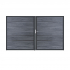 GrojaSolid Grande BPC Steckzaun Doppeltor DIN Links Sonderbreite H:180cm steingrau DB 703